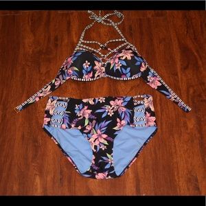 High waist bikini set, cage bra style top NWOT